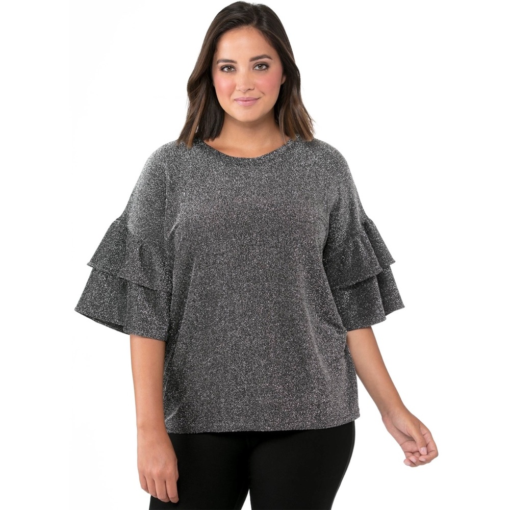 Michael Kors XL Metallic Blouse Elevated Double